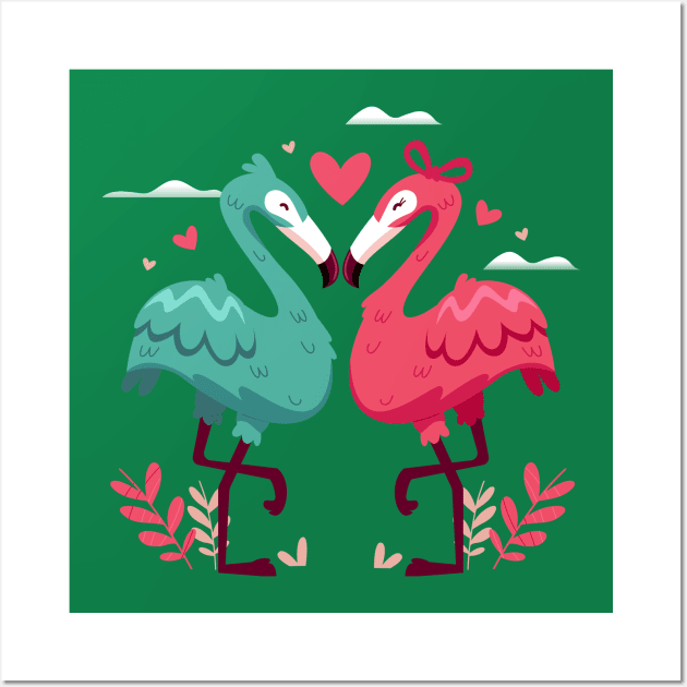 Flamingo Cute Couples Wall Art by Mako Design 